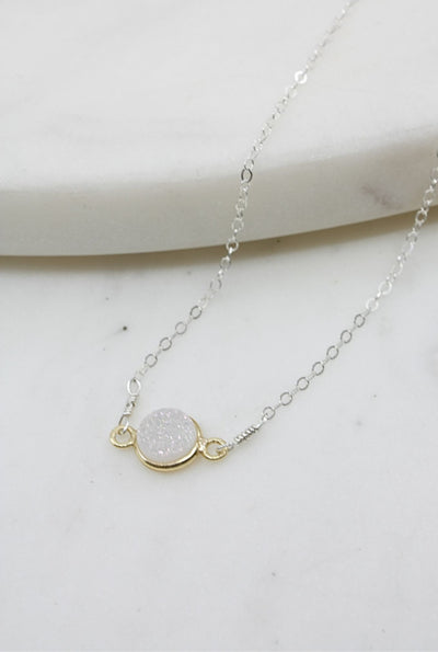 Mrs. Parker Necklace in White Druzy