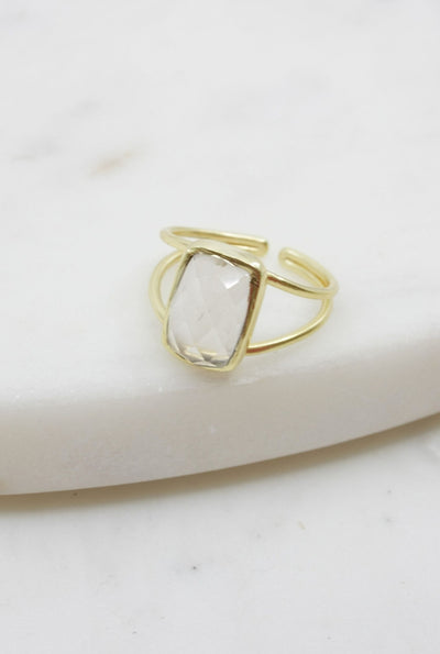 Crystal Quartz Double Band Ring