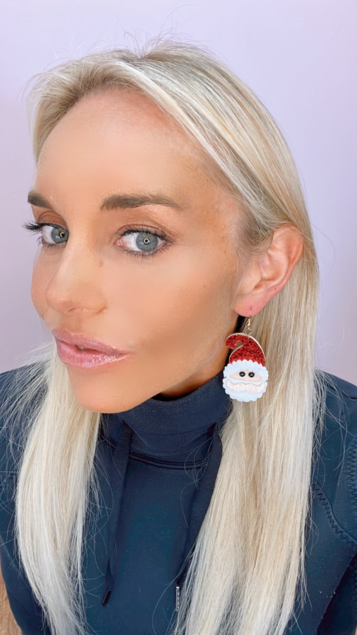 Glitter Santa Claus Drop Holiday Earring