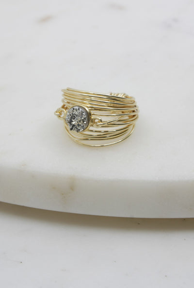 Torrey Ring with Silver Druzy
