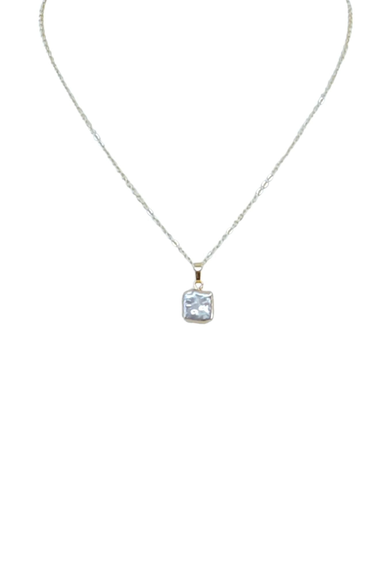 Square Freshwater Pearl Pendant Necklace