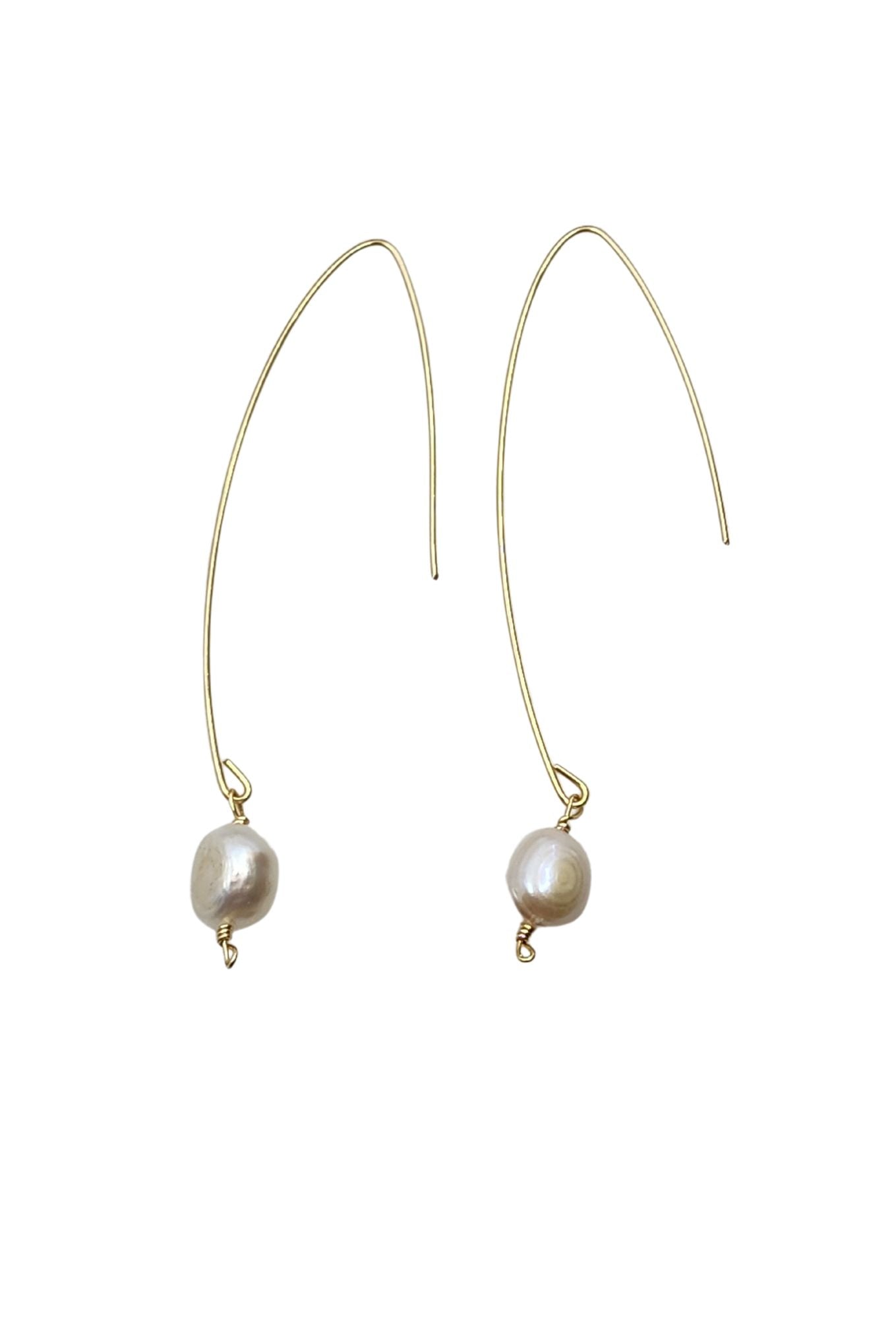 Jill Long Wire Drop Pearl Earrings