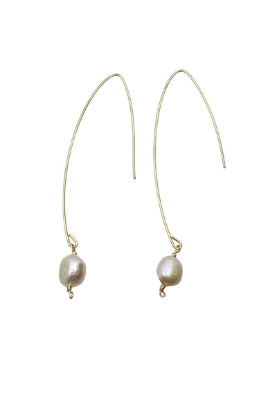 Jill Long Wire Drop Pearl Earrings