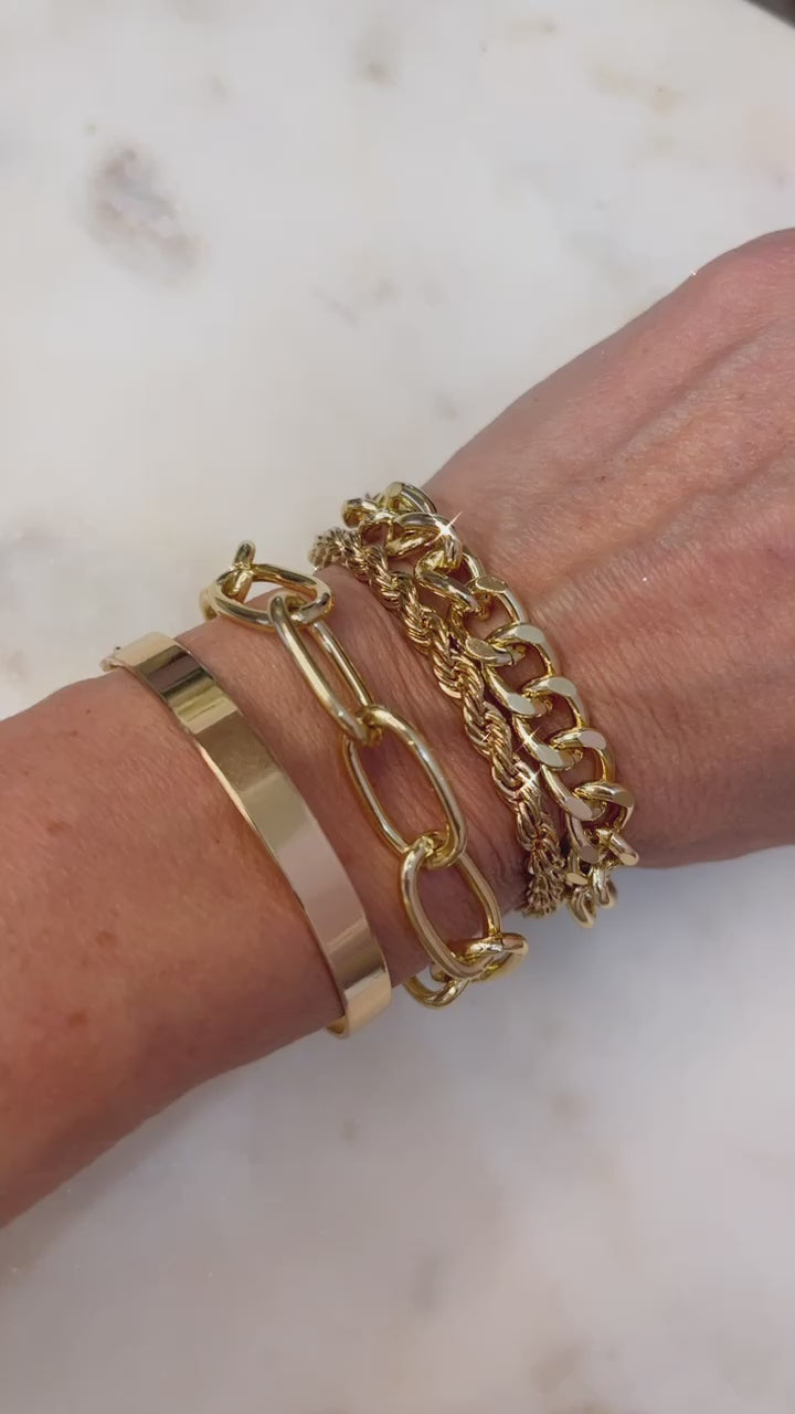 Curb Gold Cuban Four Set Chain Bracelets