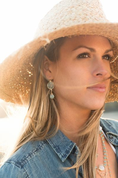 Victoria Ojai Earring in Chalcedony in Gold