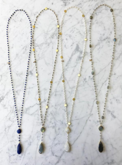 Double Diana Denmark Necklace in Sapphire with Sapphire Drop