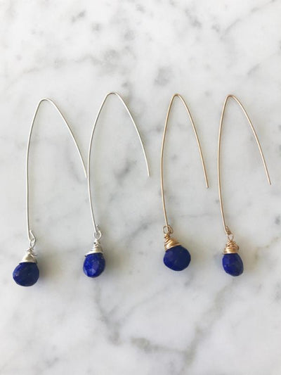 Jill Long Wire Drop Earrings in Sapphire