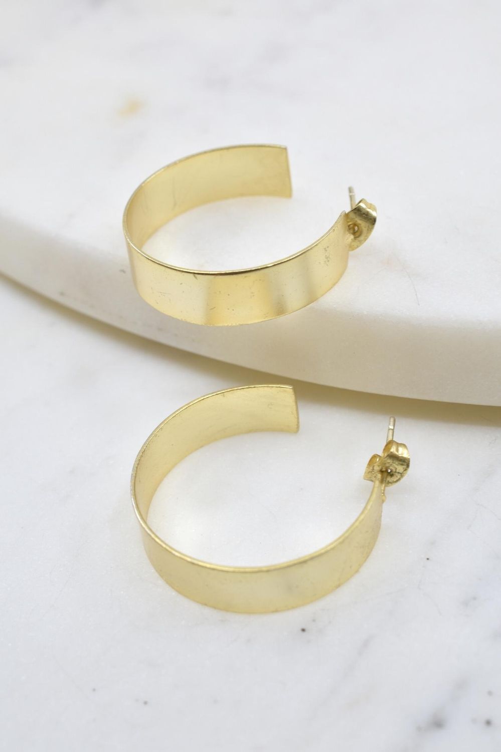 Wide Gold Hoop Earrings
