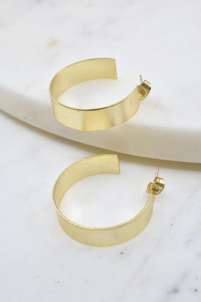 Wide Gold Hoop Earrings