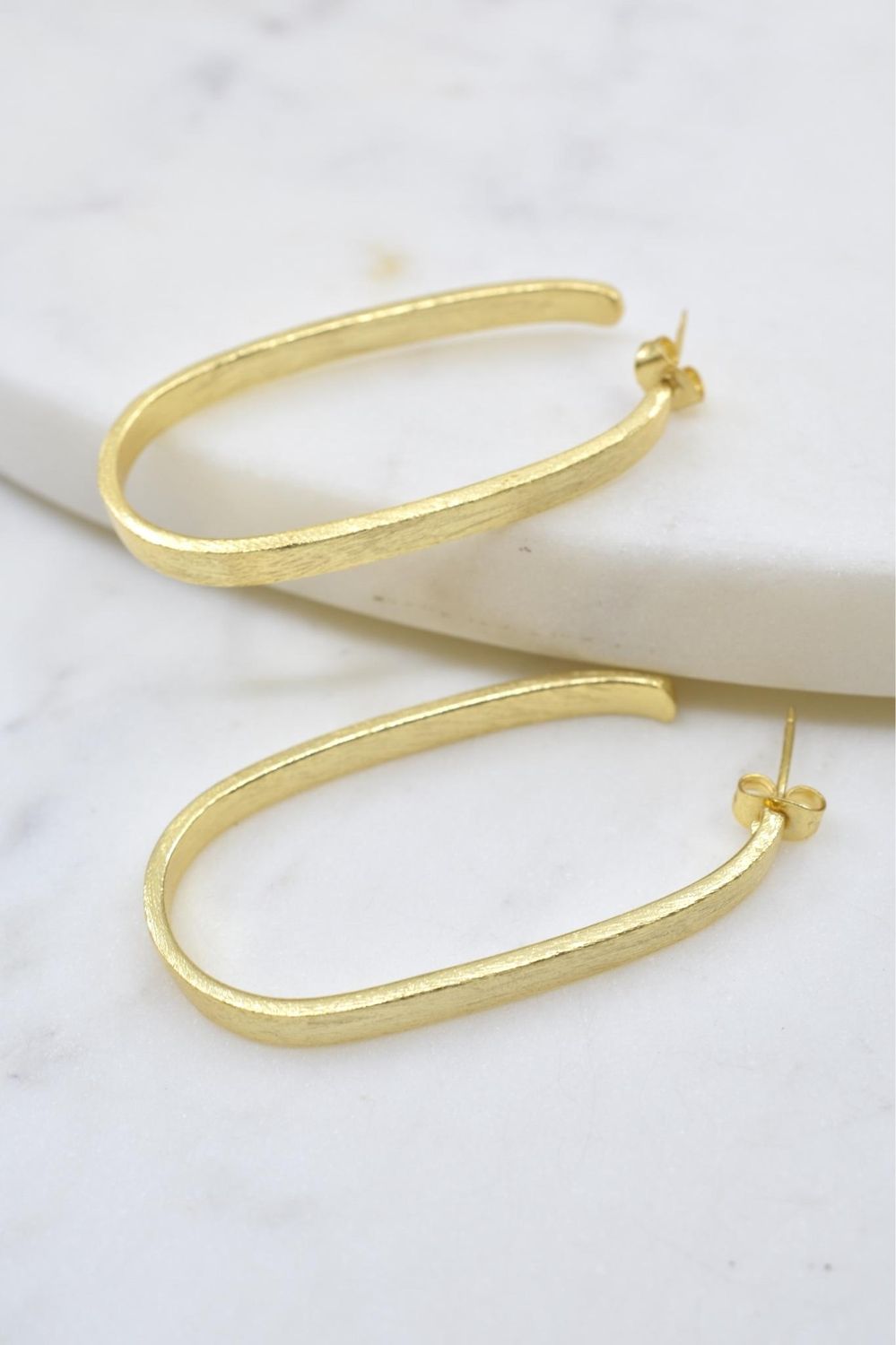 Gold Oval Hoop Earrings