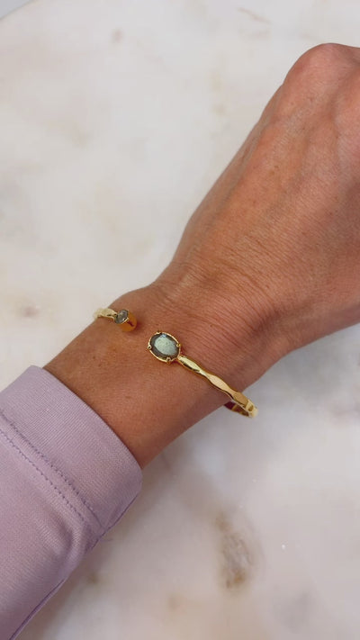 Hammered Molten Adjustable Bracelet with Labradorite