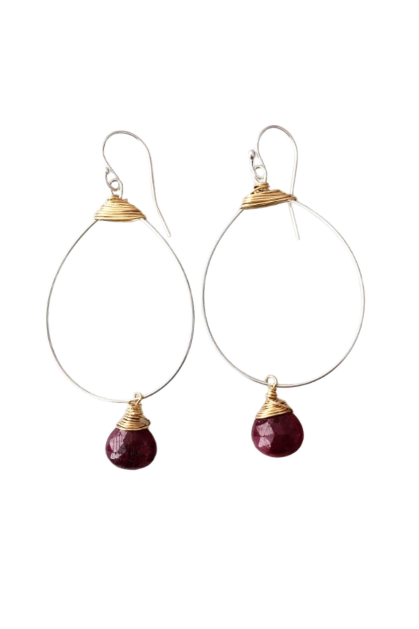Small Featherweight Earring with Ruby Drop