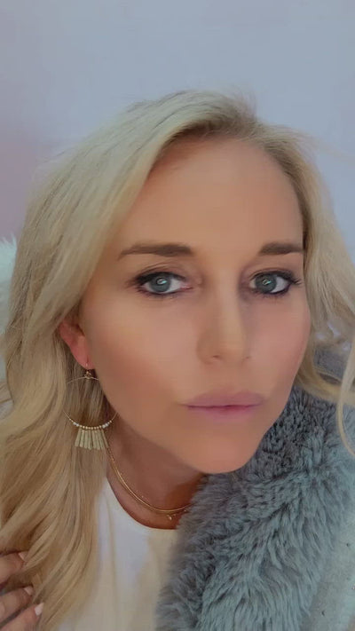 Gold Hoop Earring with Metal Bar Accent