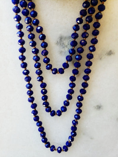 Royal Blue Crystal Beaded Necklace