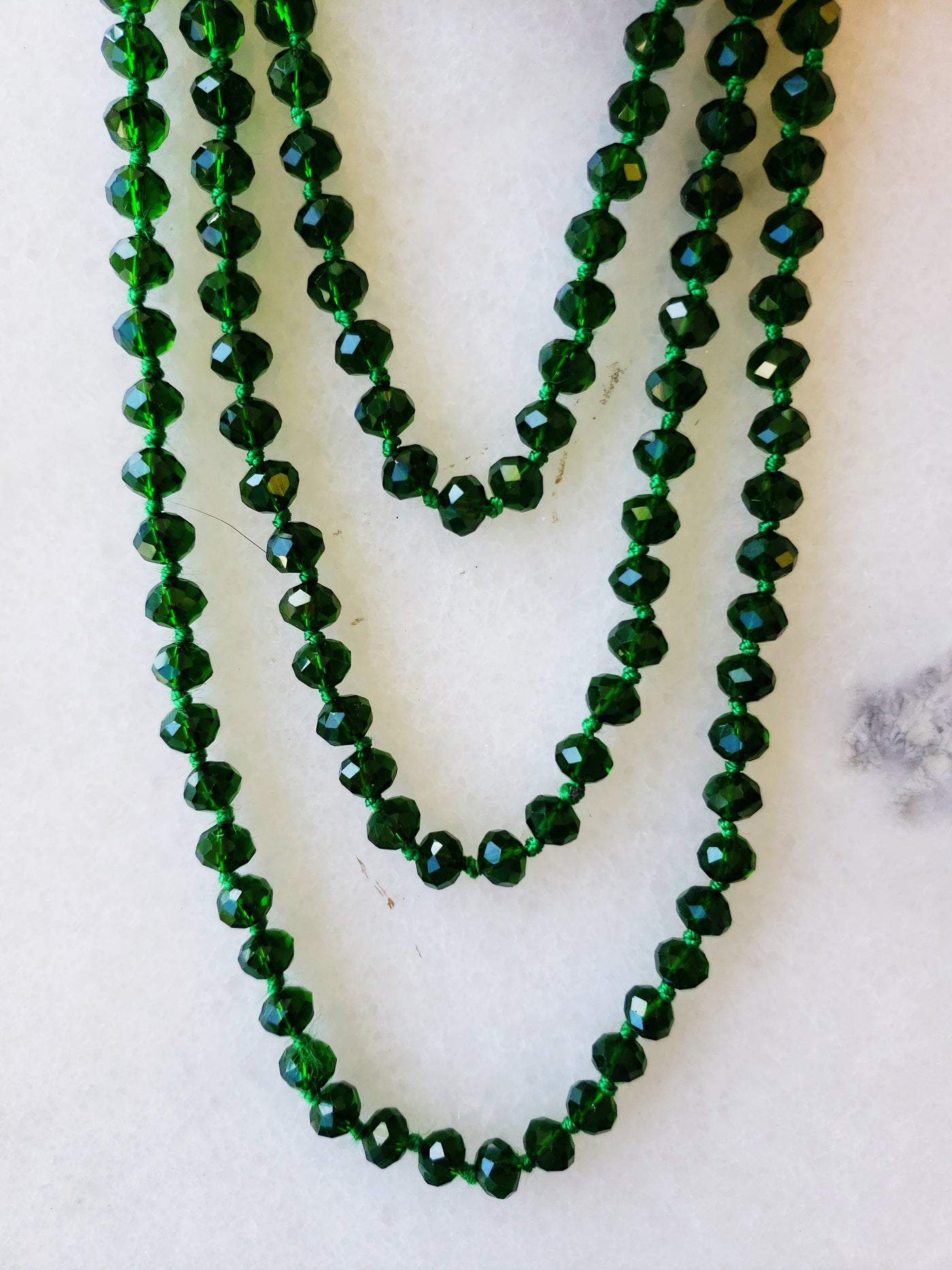 Emerald Green Crystal Beaded Necklace