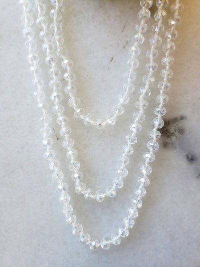 Iridescent Clear Crystal Beaded Necklace