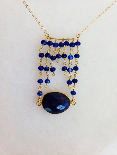 Jessica Gold Necklace in Sapphire