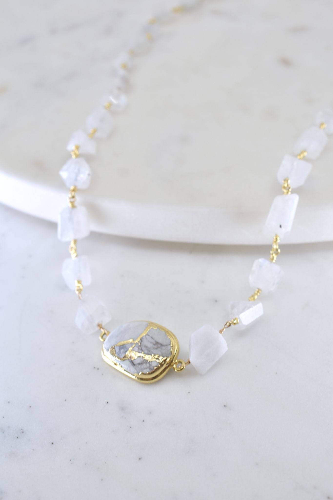 Hana Wrap Bracelet/Necklace in White Mojave Copper Turquoise