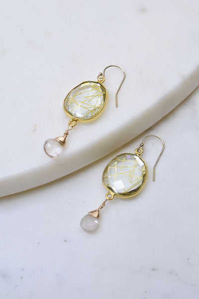 Victoria Ojai Earring in Golden Rutilated Quartz