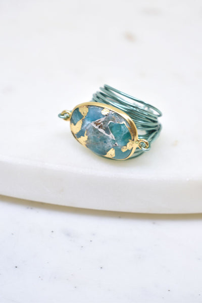 Torrey Ring in Light Blue with Teal Mojave Copper Turquoise