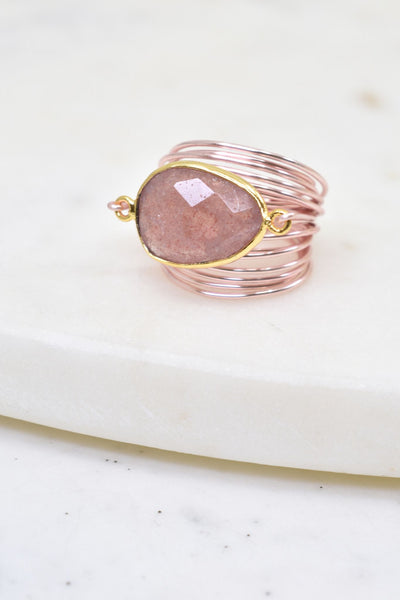 Torrey Ring in Rose Gold with Cherry Quartz
