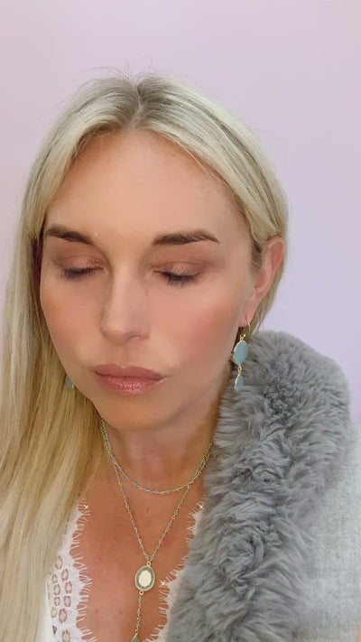 Double Diana Denmark Necklace in Chalcedony with Chalcedony Drop