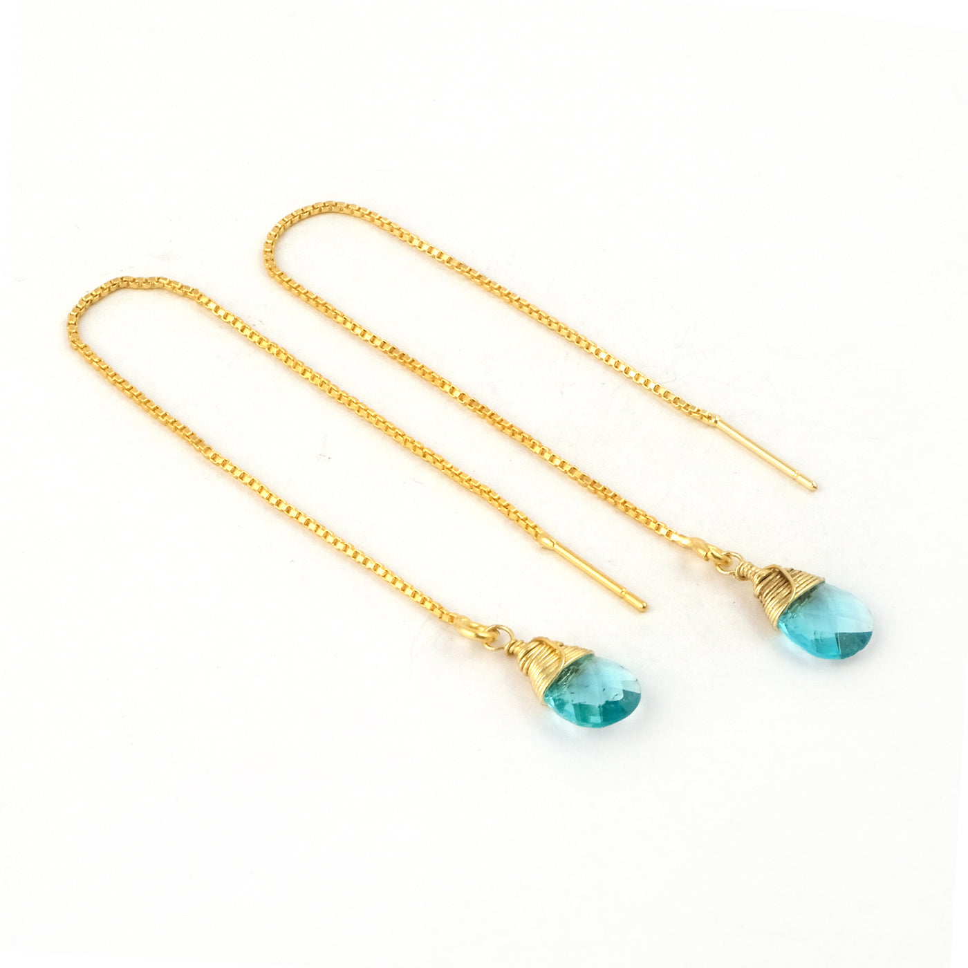 Gold Threader Earring with Apatite Drop