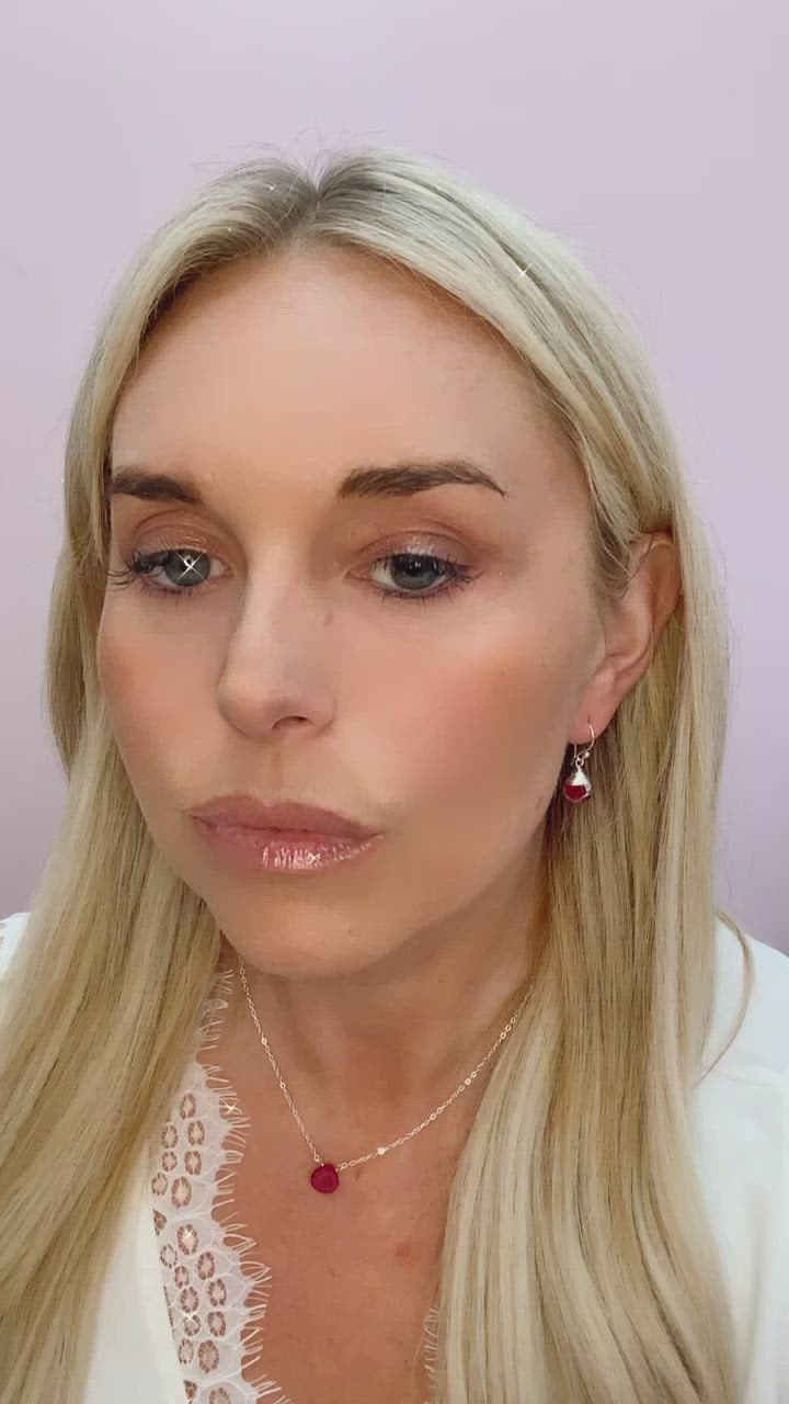 Stephanie Delicate Drop Necklace in Ruby