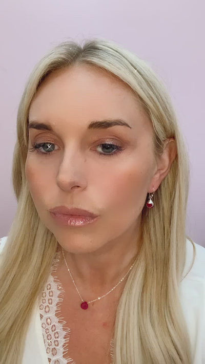 Stephanie Delicate Drop Necklace in Ruby