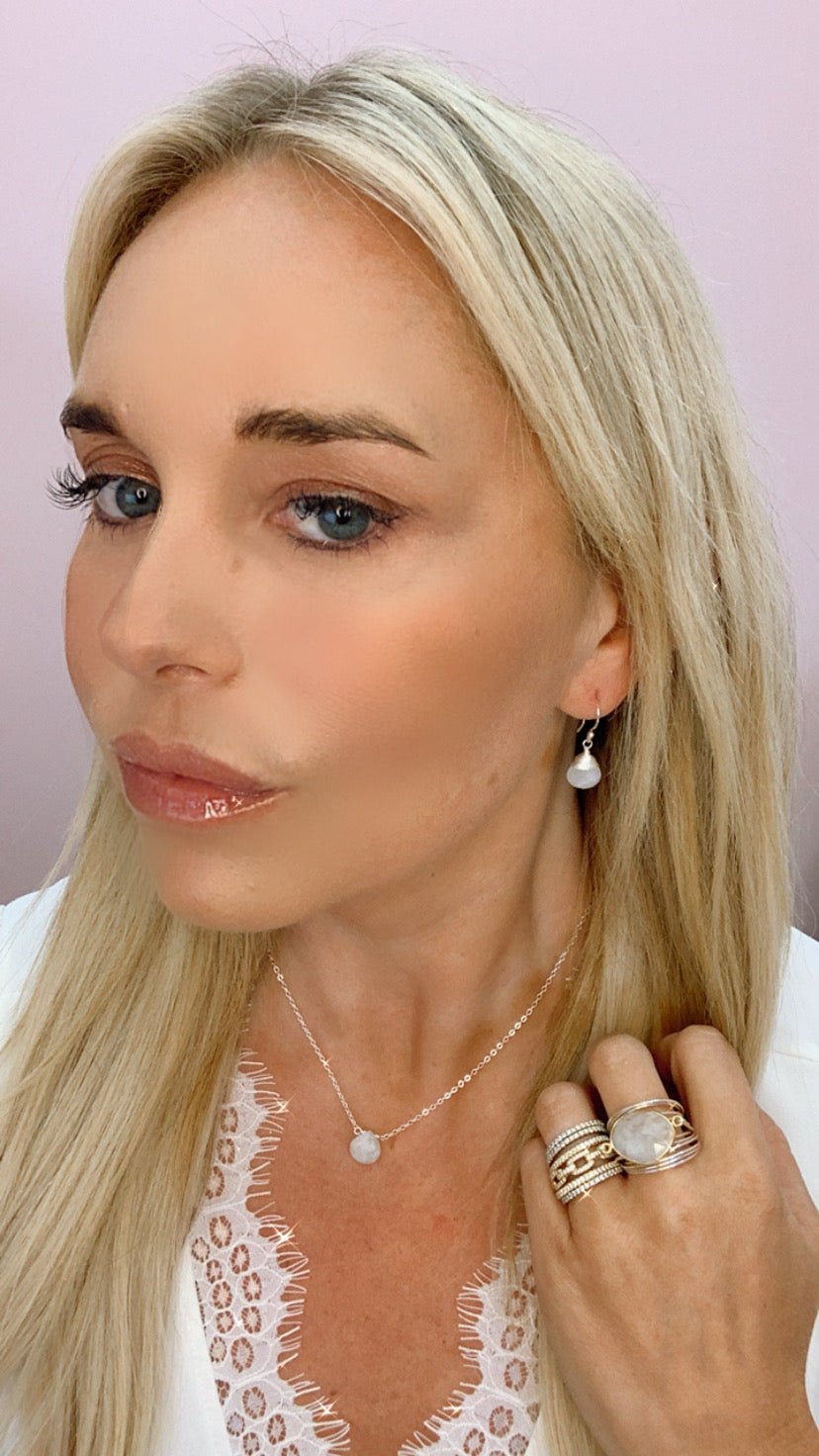 Stephanie Delicate Drop Necklace in Moonstone