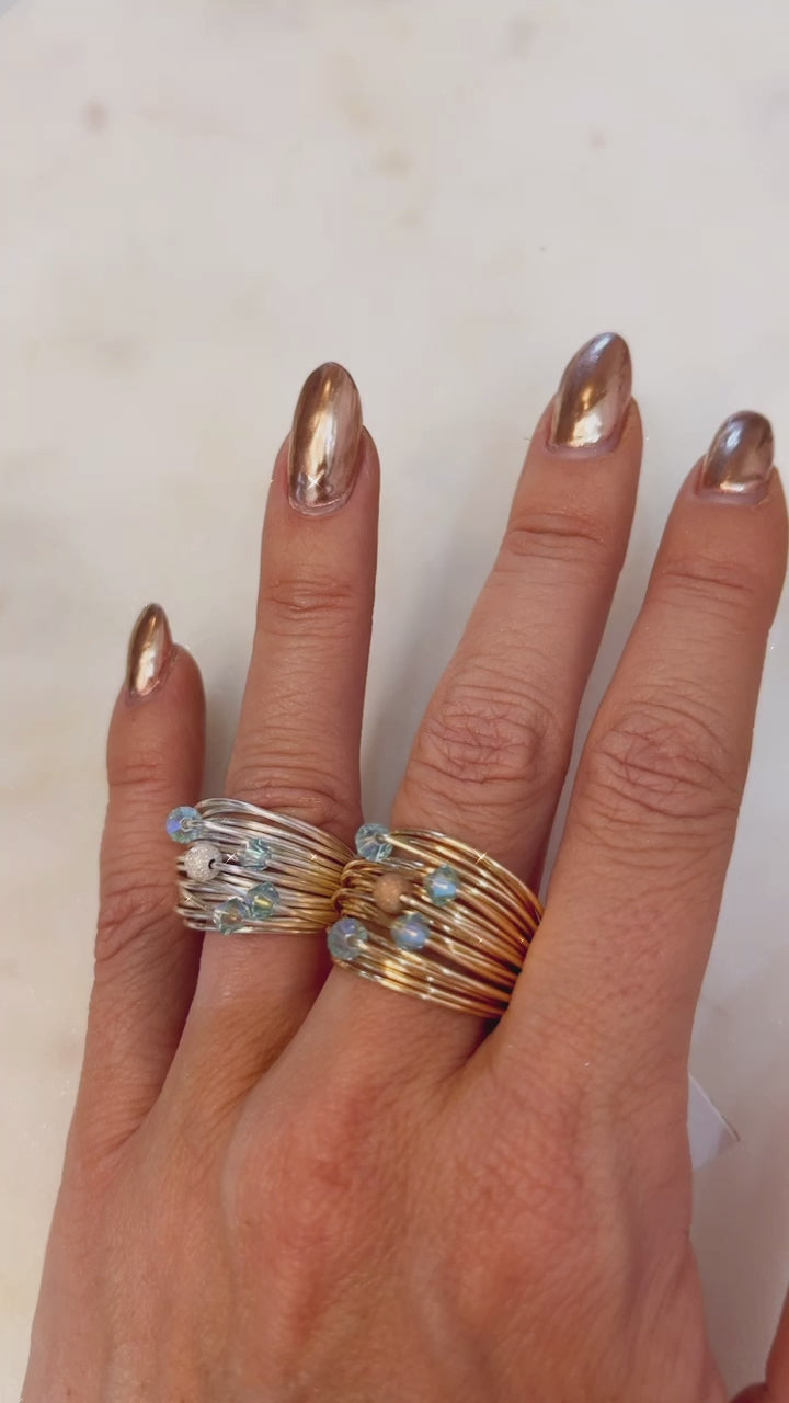 Marcia Ring with Aquamarine AB Swarovski Crystals
