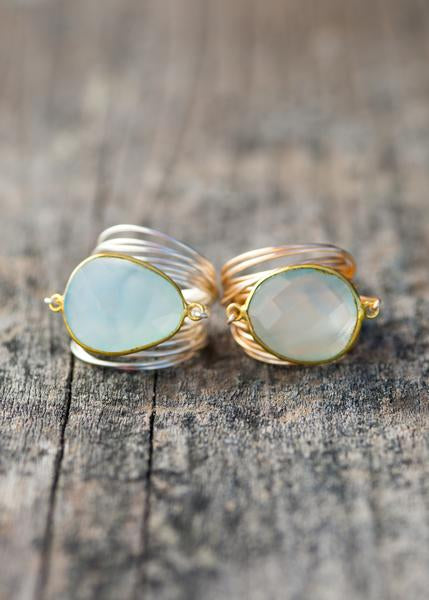 Torrey Ring in Blue Chalcedony