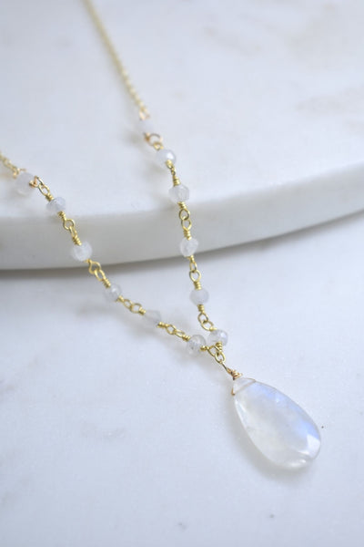Beaded Bailey Necklace in Moonstone