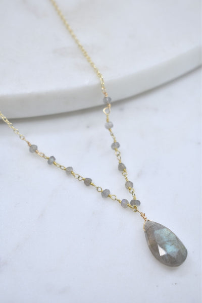 Beaded Bailey Necklace in Labradorite