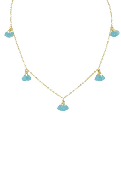 Chalcedony Gold Cluster Necklace