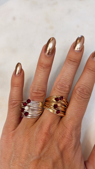Marcia Wire Wrap Ring with Ruby Swarovski Crystals