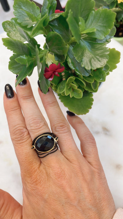 Torrey Ring in Black with Black Onyx