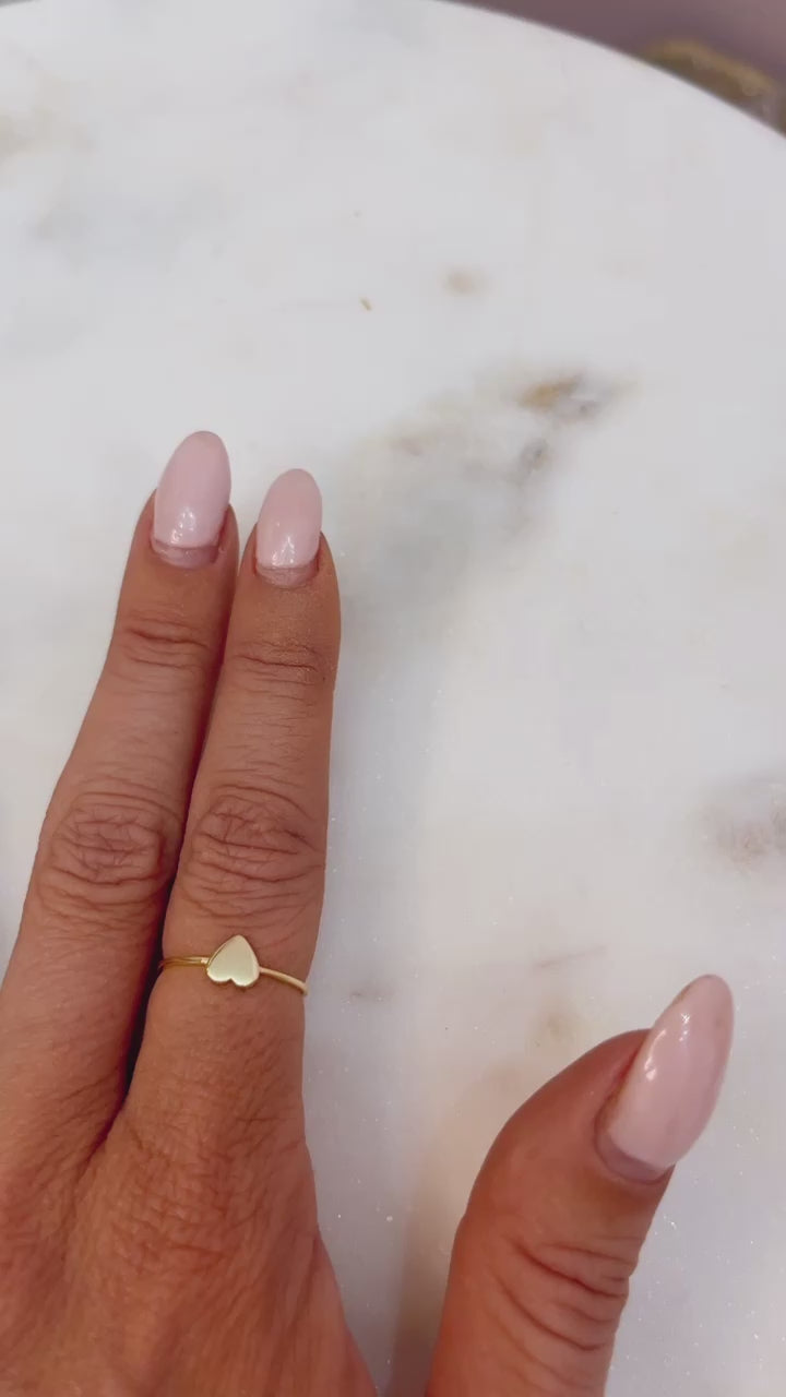 Gold Ring with Heart Pendant