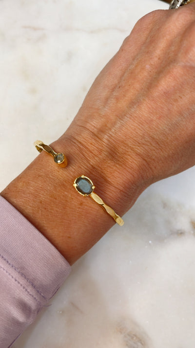 Hammered Molten Adjustable Bracelet with Labradorite