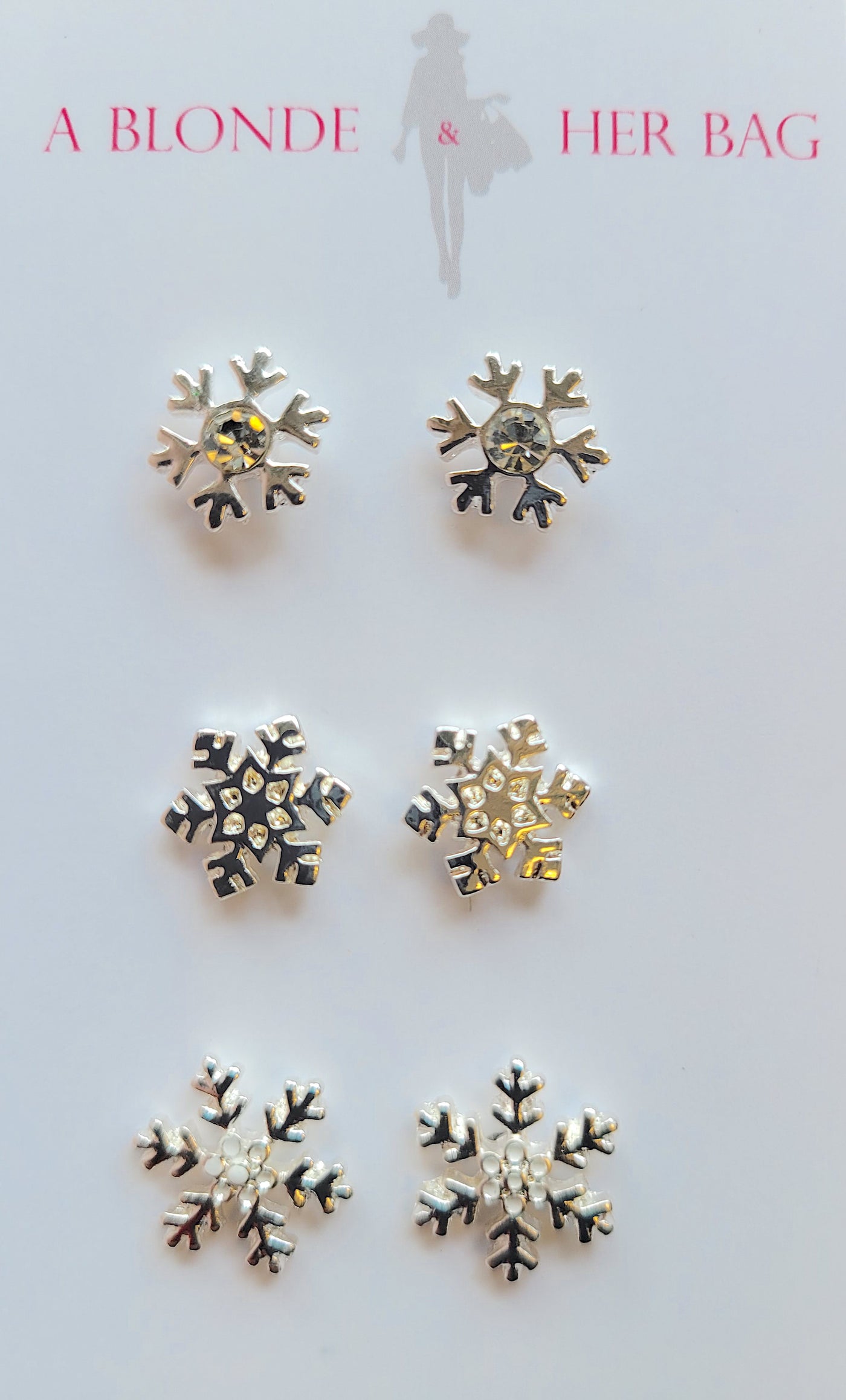 Silver Snowflake Earring Set