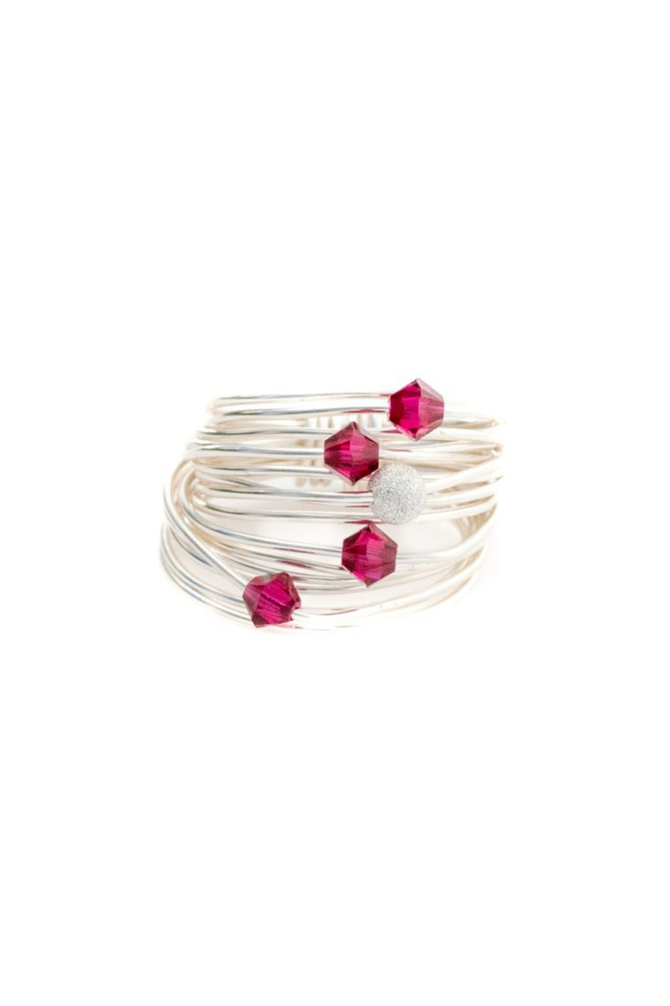 Marcia Wire Wrap Ring with Ruby Swarovski Crystals