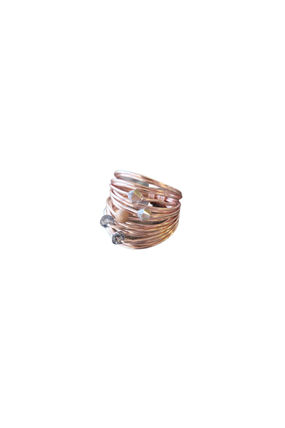 Marcia Wire Wrap Ring in Rose Gold with Grey Comet Swarovski Crystals