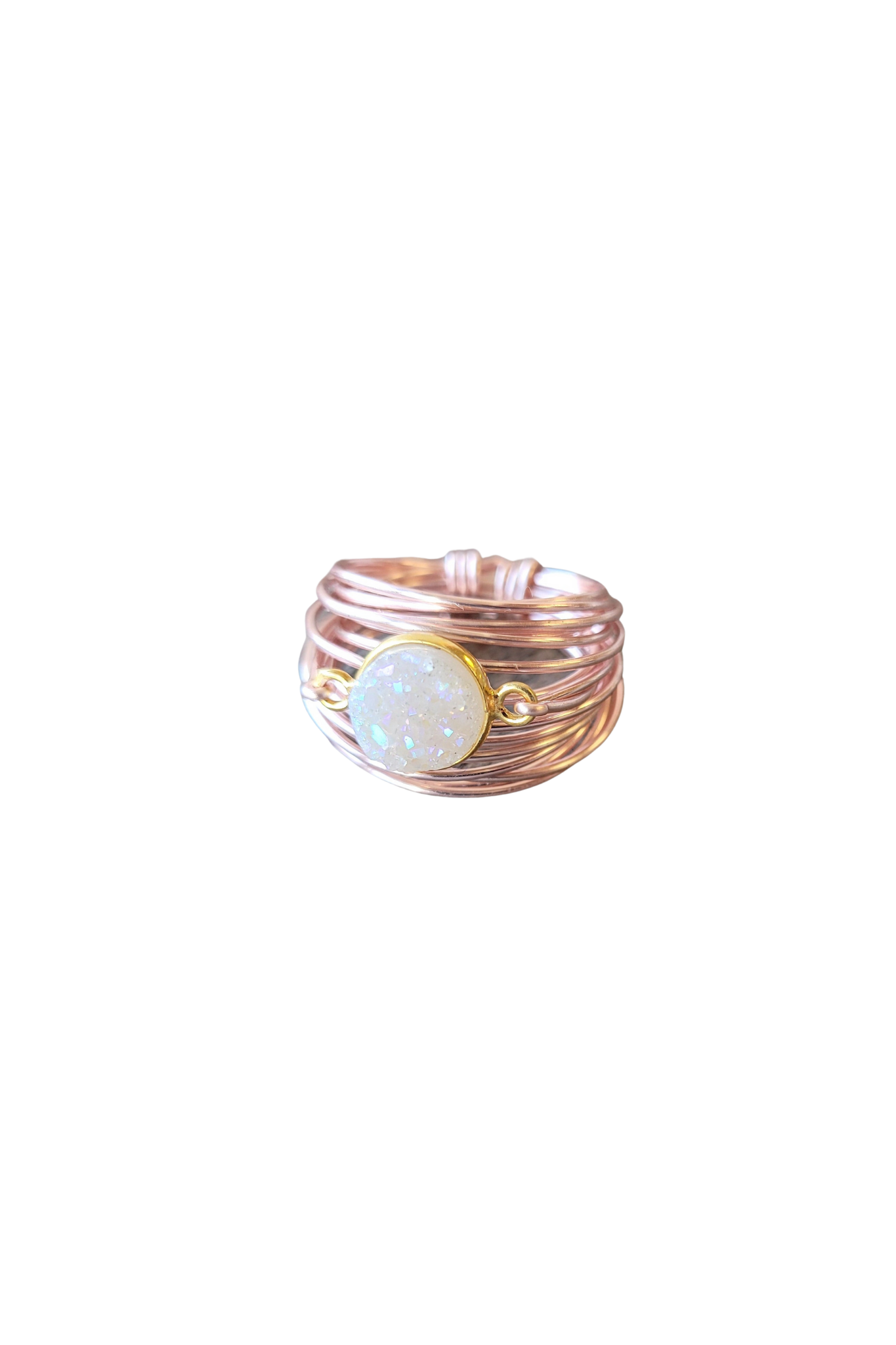 Torrey Ring in Rose Gold with White Druzy
