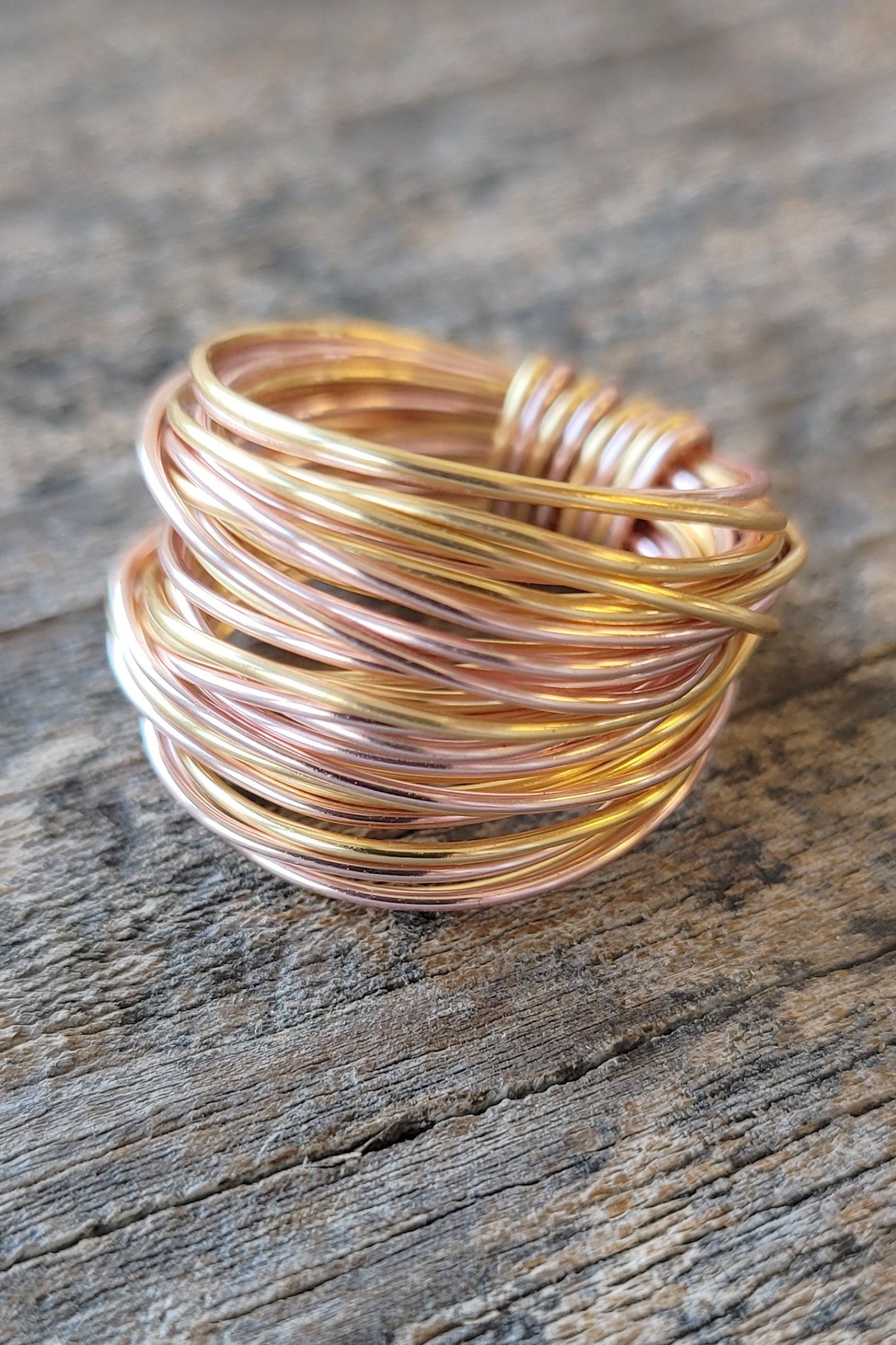 Marcia Wire Wrap Ring in Rose Gold with Gold