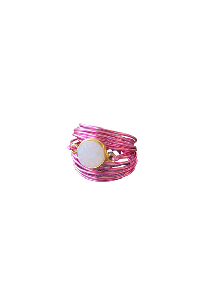 Torrey Ring in Hot Pink with White Druzy