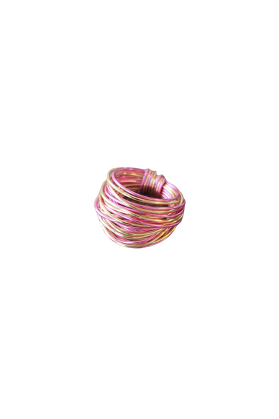 Marcia Wire Wrap Ring in Hot Pink with Gold