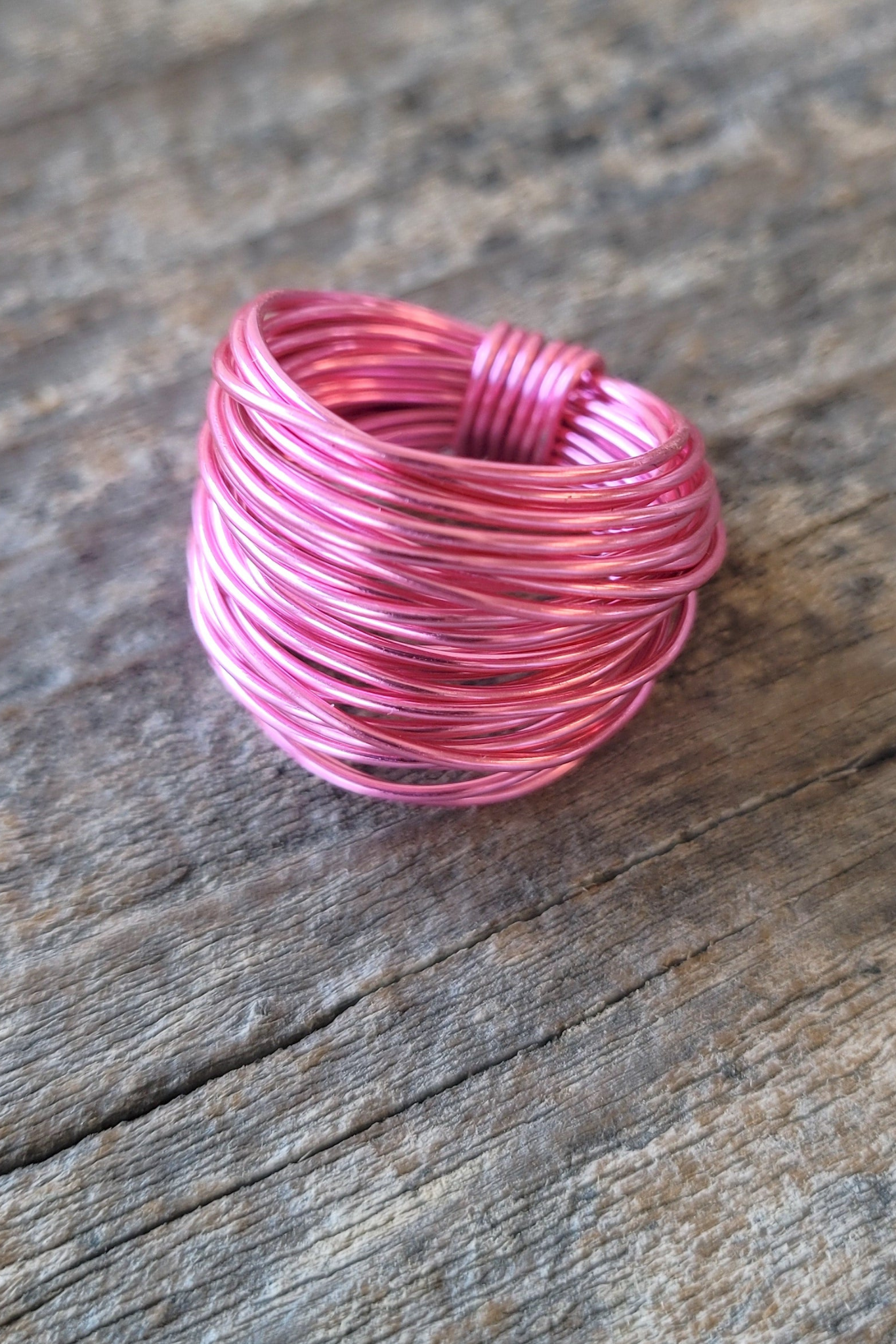 Marcia Wire Wrap Ring in Hot Pink