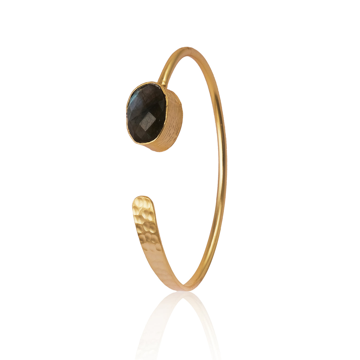 Gold Cuff Bracelet with Labradorite Accent Stone
