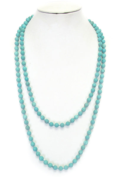 Semi Precious Soapstone Turquoise Blue Long Necklace