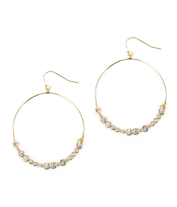 Crystal Encrusted Gold Hoop Earring